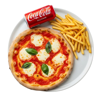 7" Margherita Pizza, Fries & Drink 