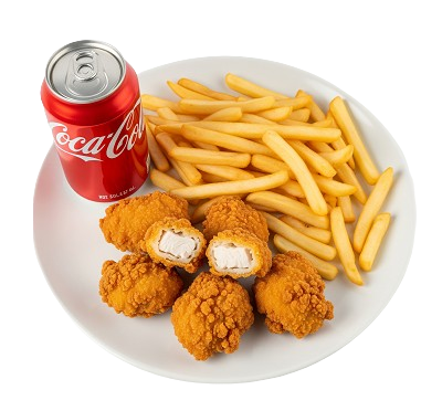 4 Battered Chicken Bites, Fries & Drink 